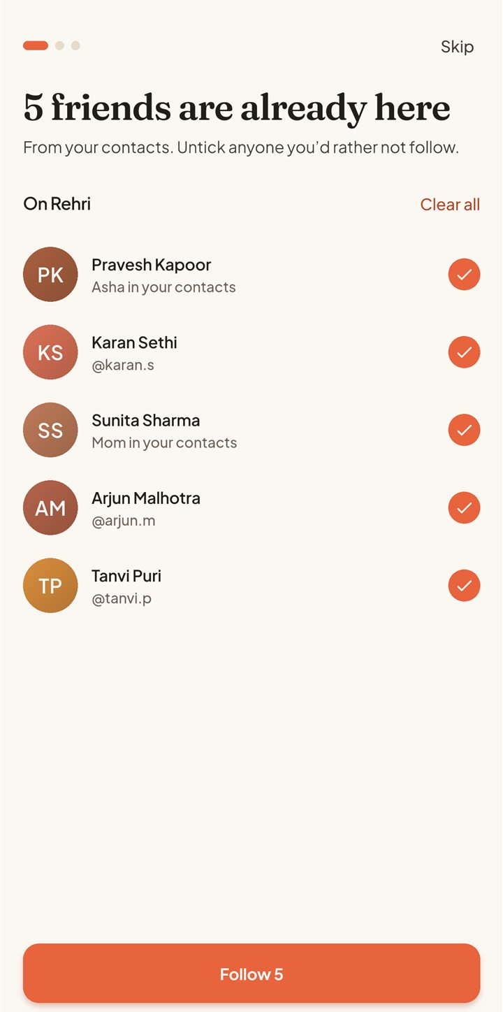 Friends from your contacts, ready to follow